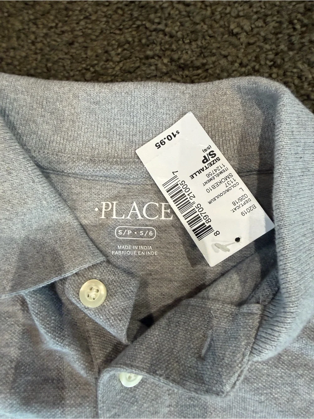 The Children's Place Heather Light Gray Polo Shirt Sz 5/6